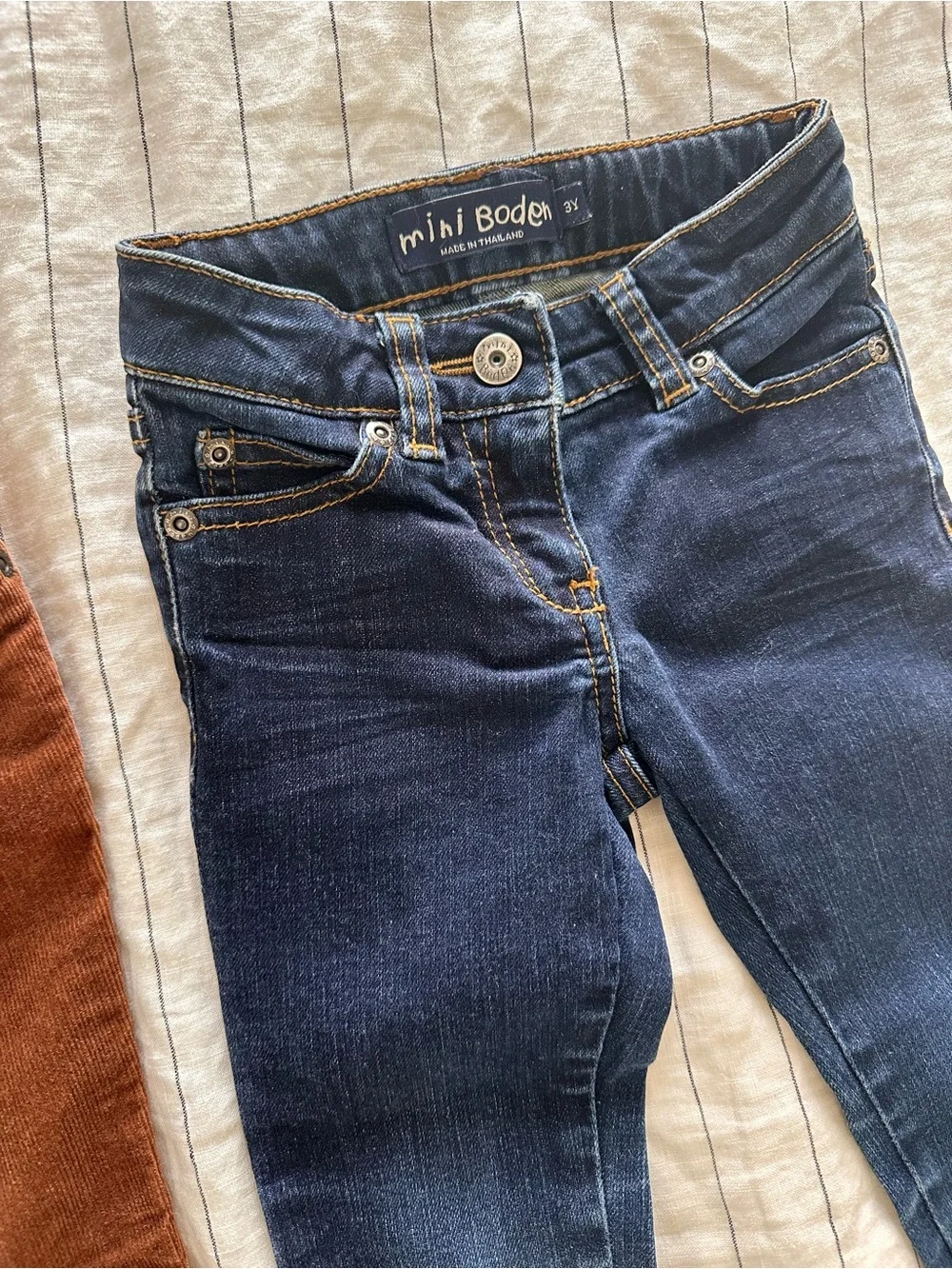 Mini Boden Girls' Brown Corduroy and Blue Denim Jeans Set